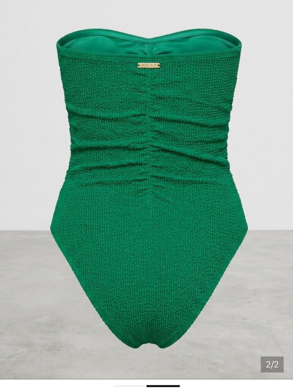 NWT ! Milly Green Bandeau One Piece Strapless Swimsuit Textured - Picture 3 of 3